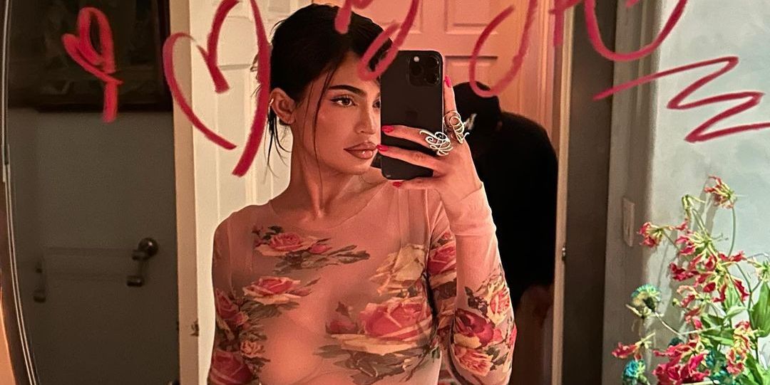 Kylie Jenner Wore See-Through Nude Floral Dress for Jean Paul Gaultier Party