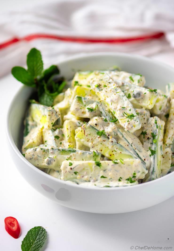 Creamy Cucumber Salad Recipe | ChefDeHome.com