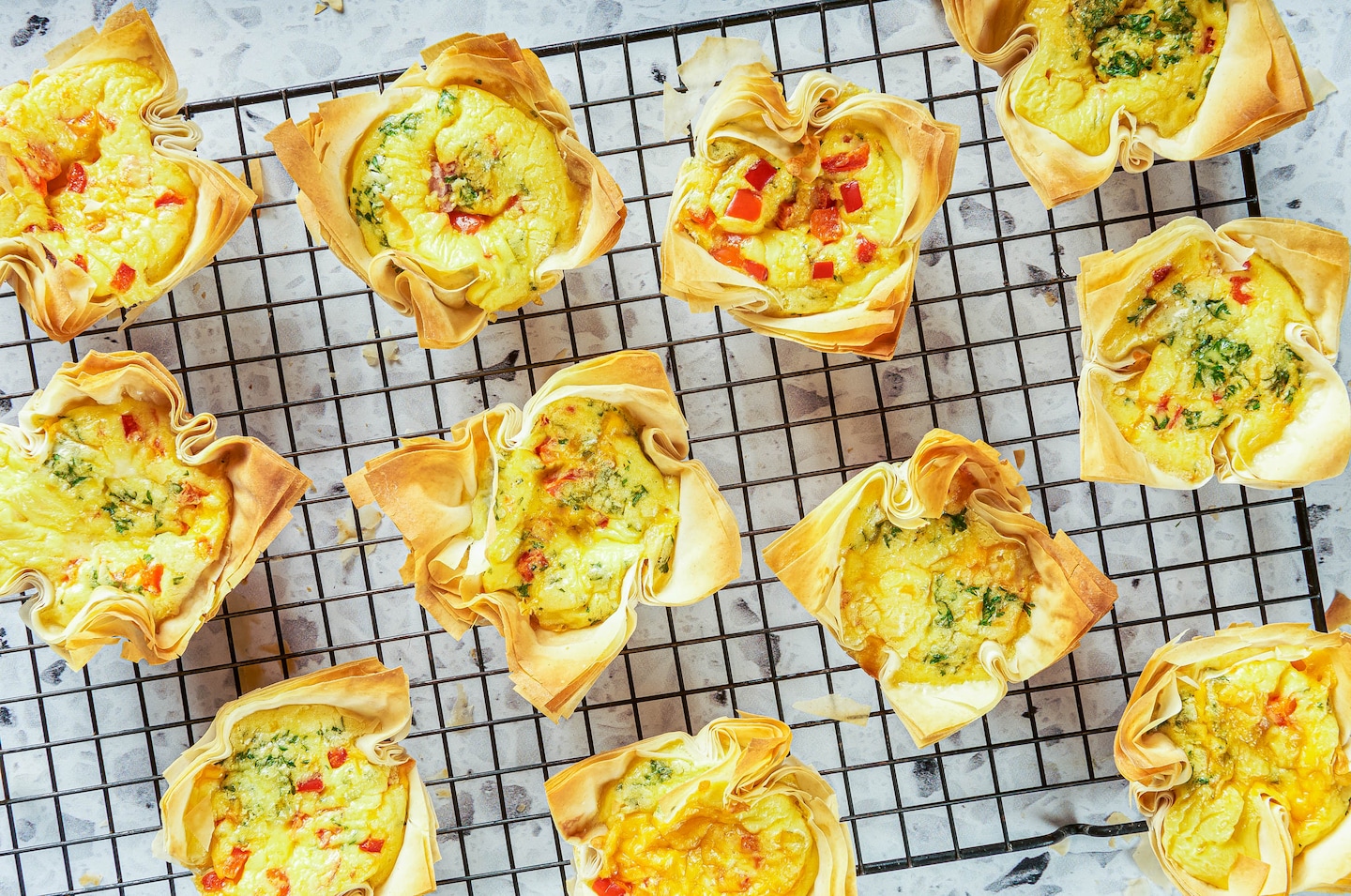 A recipe for mini phyllo quiches that the family can customize