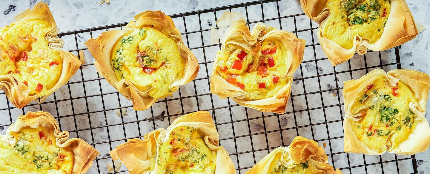 A recipe for mini phyllo quiches that the family can customize