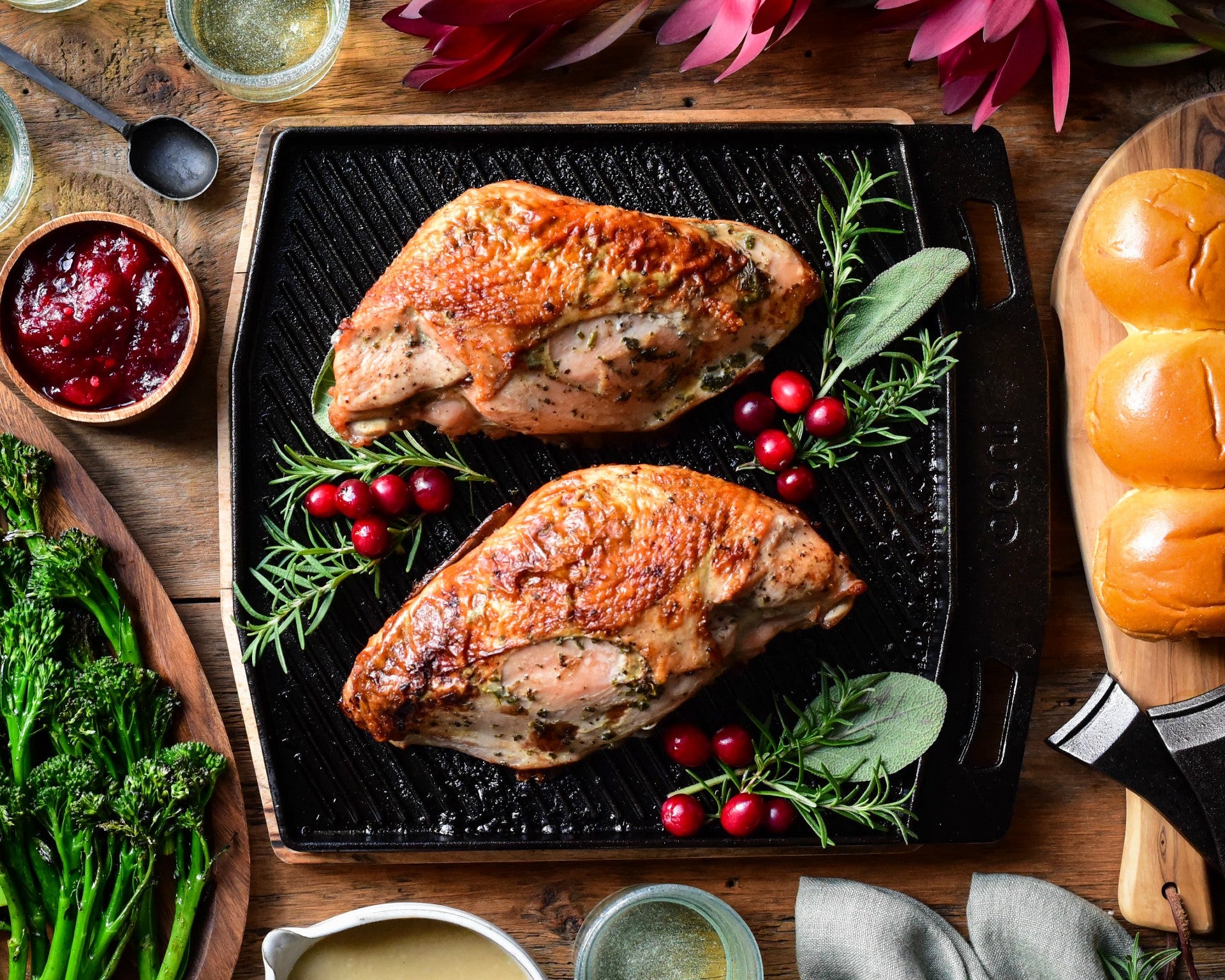 Wood Fired Turkey Breasts with Ginger Jalapeno Cranberry Sauce