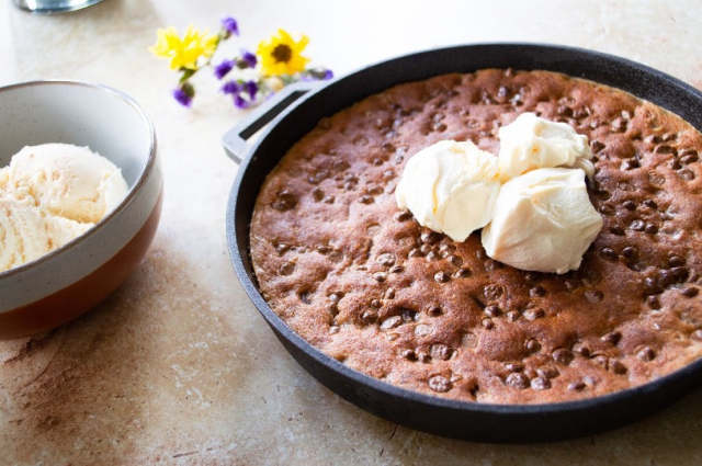 Easy Salted Chocolate Chip Skillet Cookie