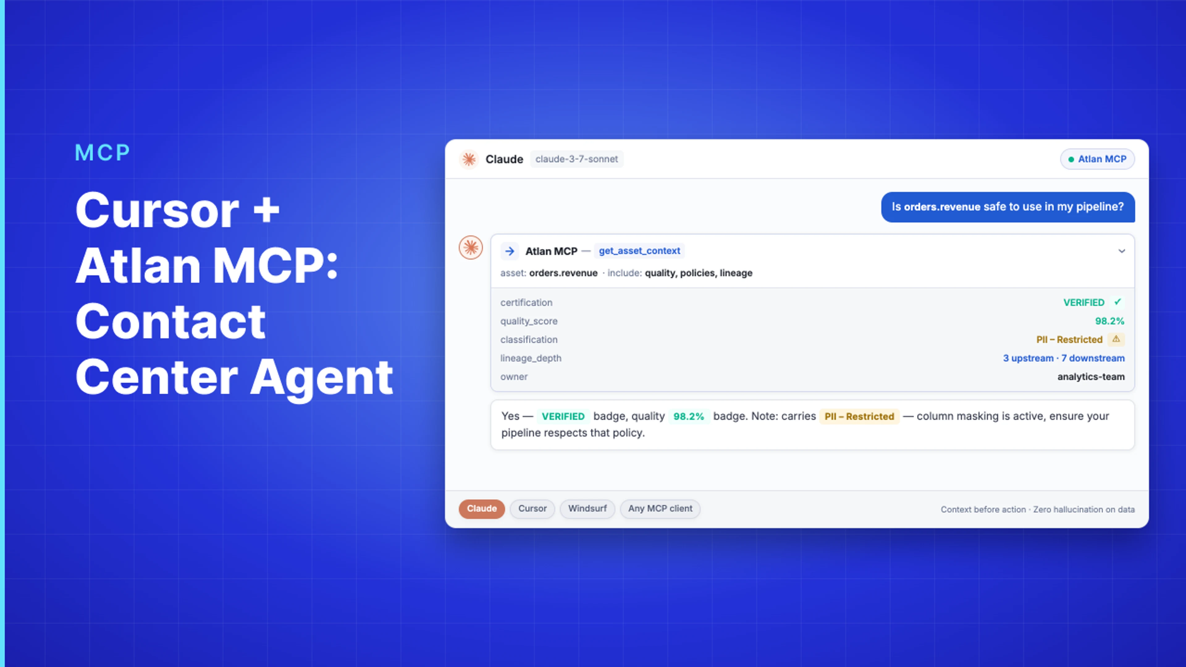 Demo Hub — Cursor + Atlan MCP: Contact Center Agent