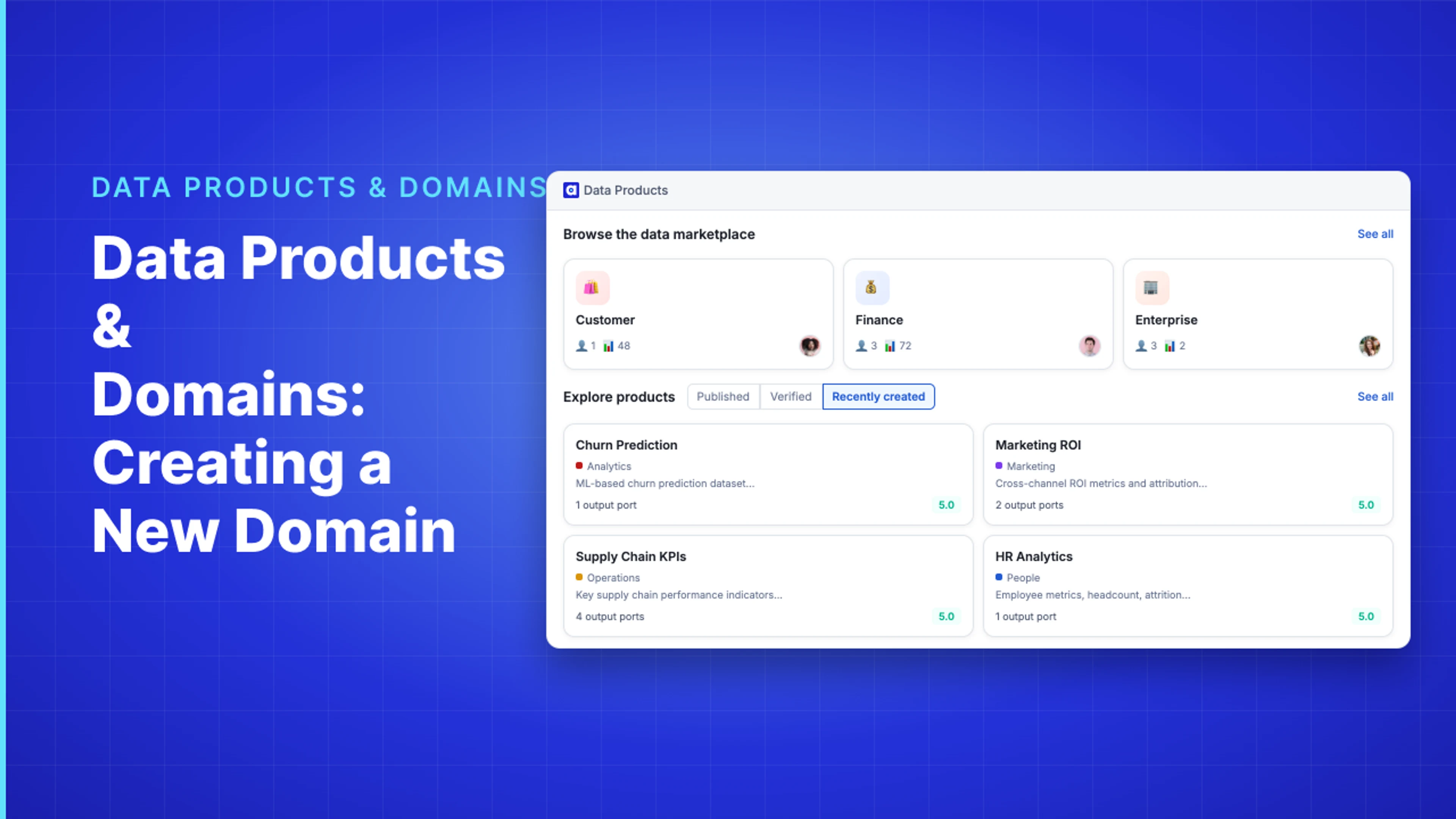 Demo Hub — Data Products & Domains: Creating a New Domain