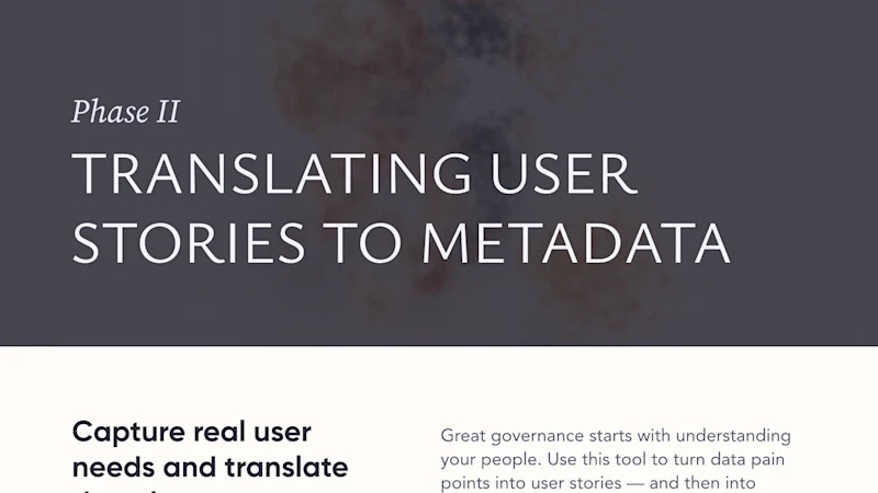 User stories to metadata sg