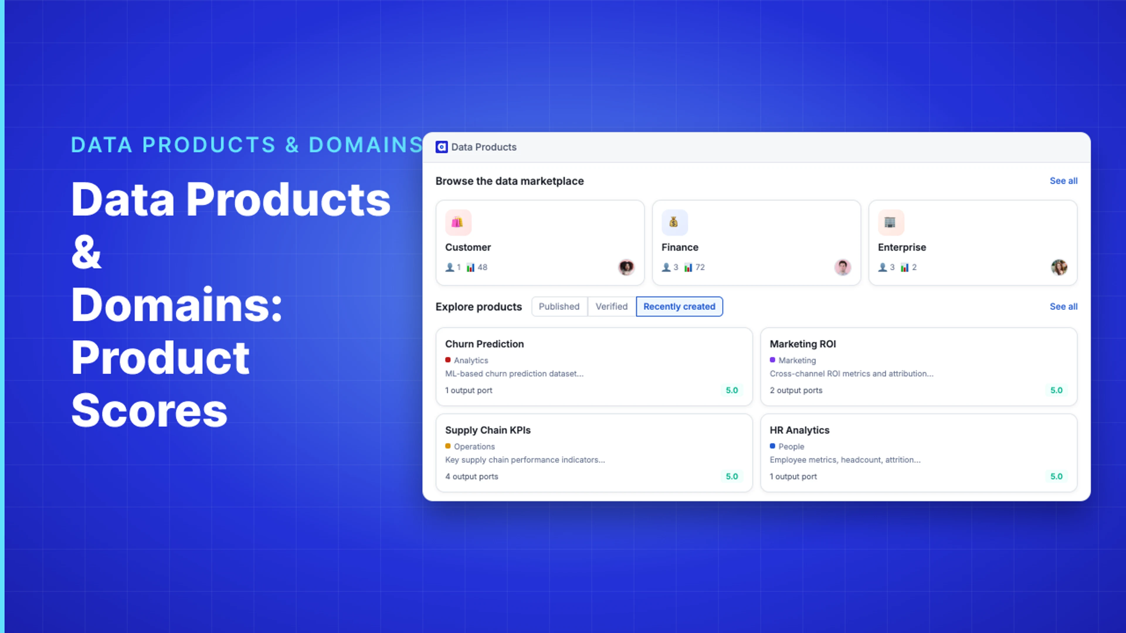 Demo Hub — Data Products & Domains: Product Scores