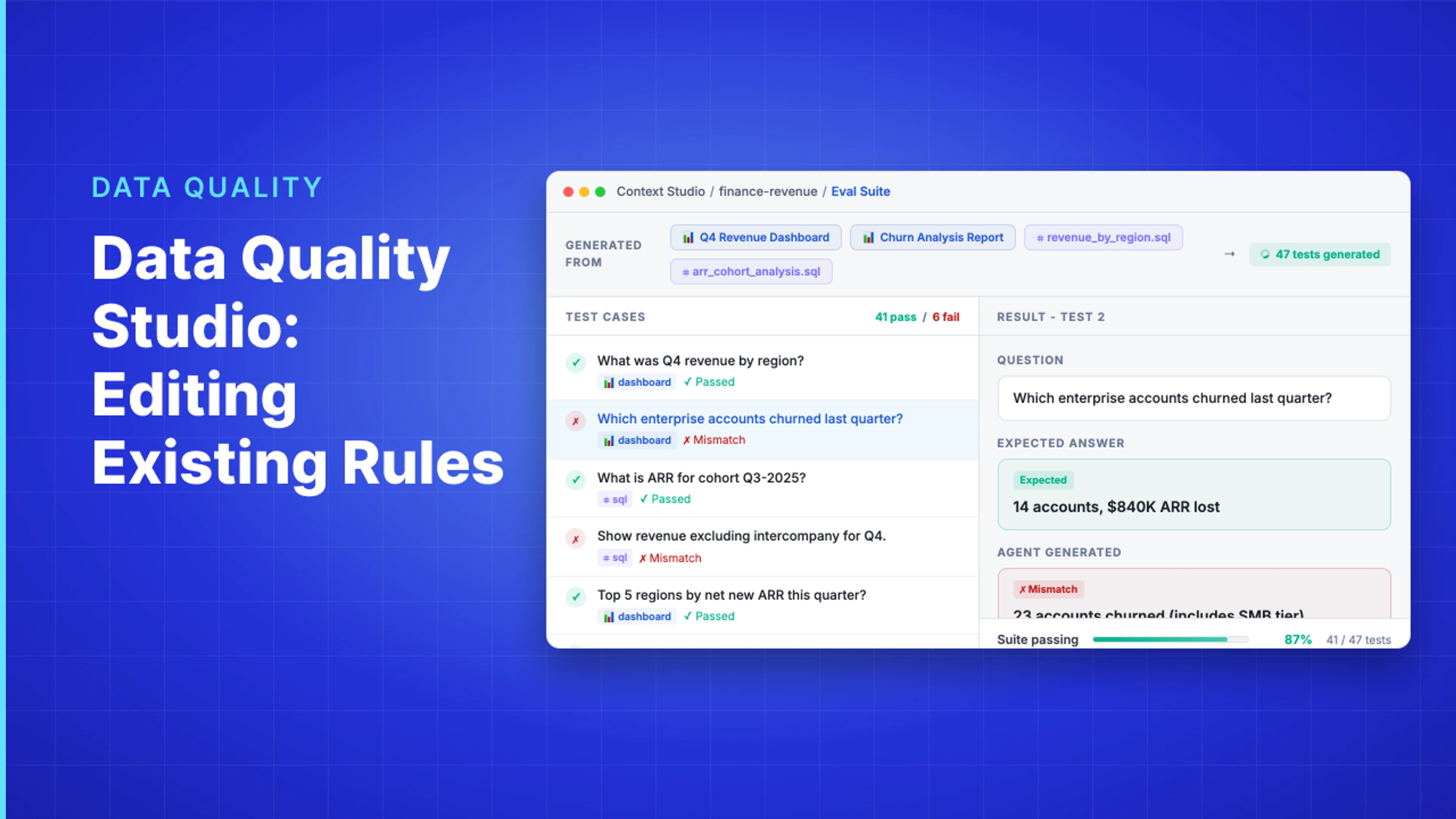 Demo Hub — Data Quality Studio: Editing Existing Rules
