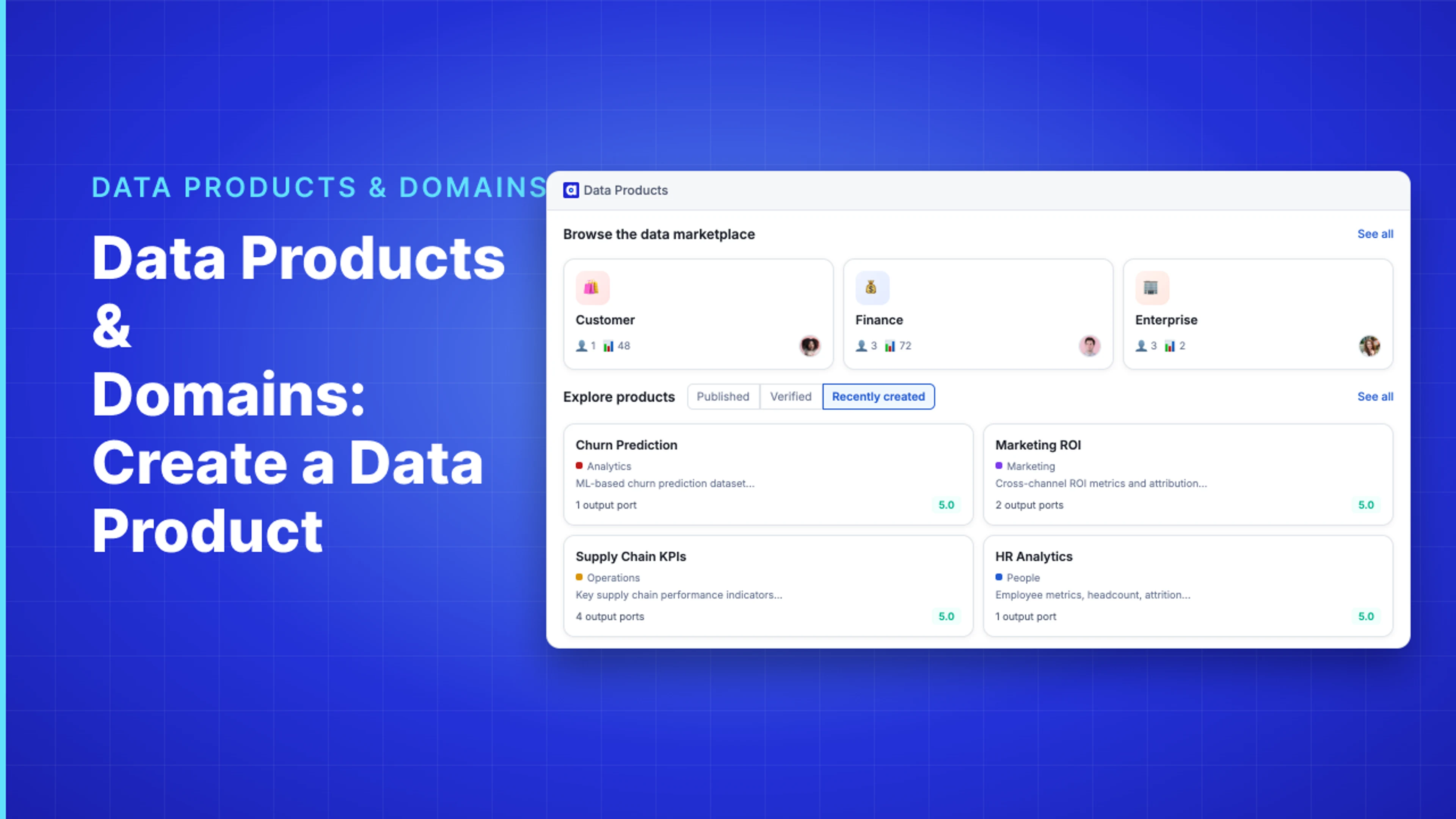Demo Hub — Data Products & Domains: Create a Data Product