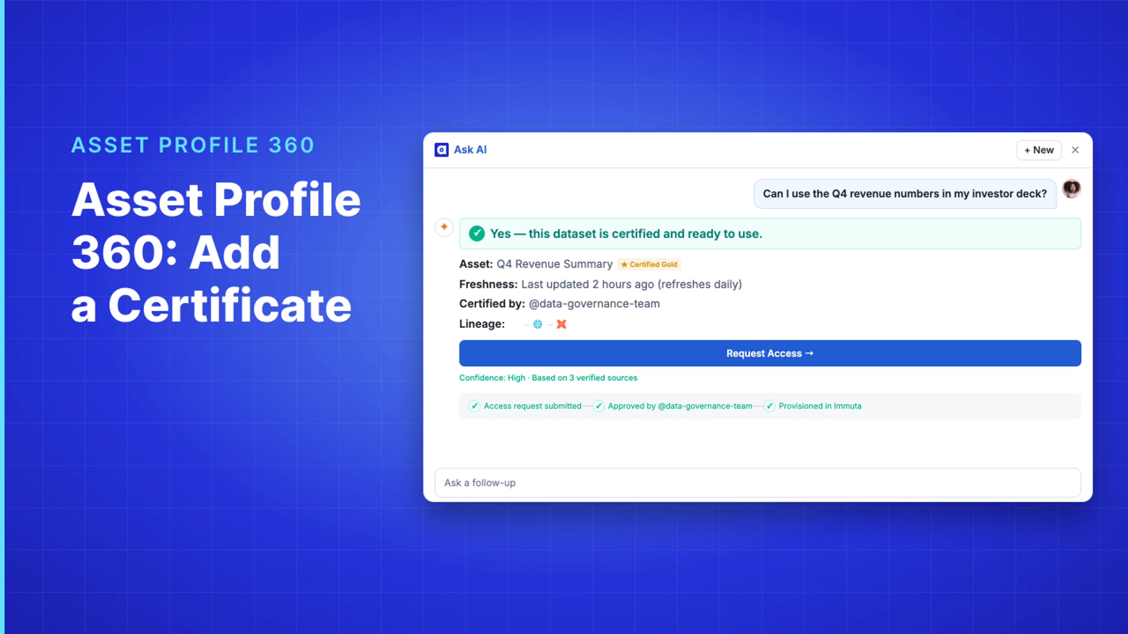 Demo Hub — Asset Profile 360: Add a Certificate