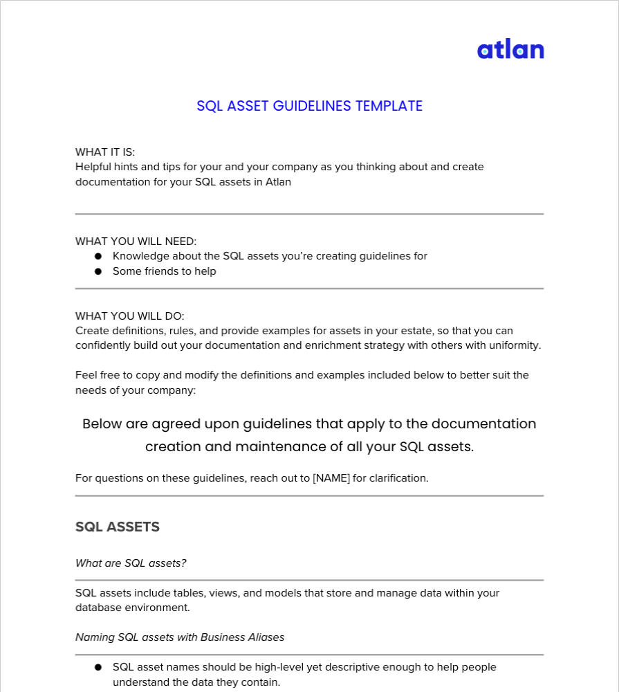 SQL Asset Enrichment Guidelines Template SG