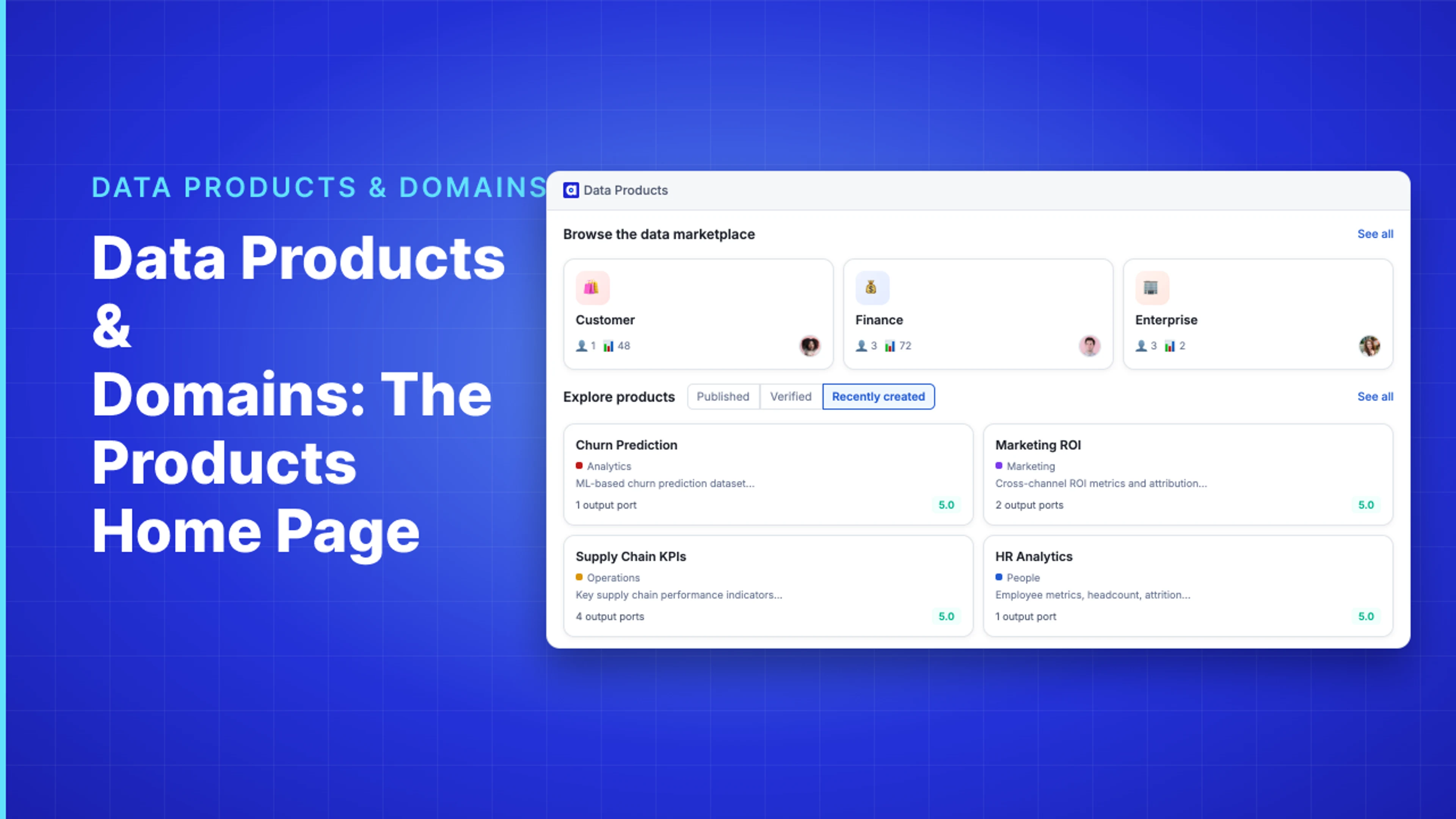 Demo Hub — Data Products & Domains: The Products Home Page