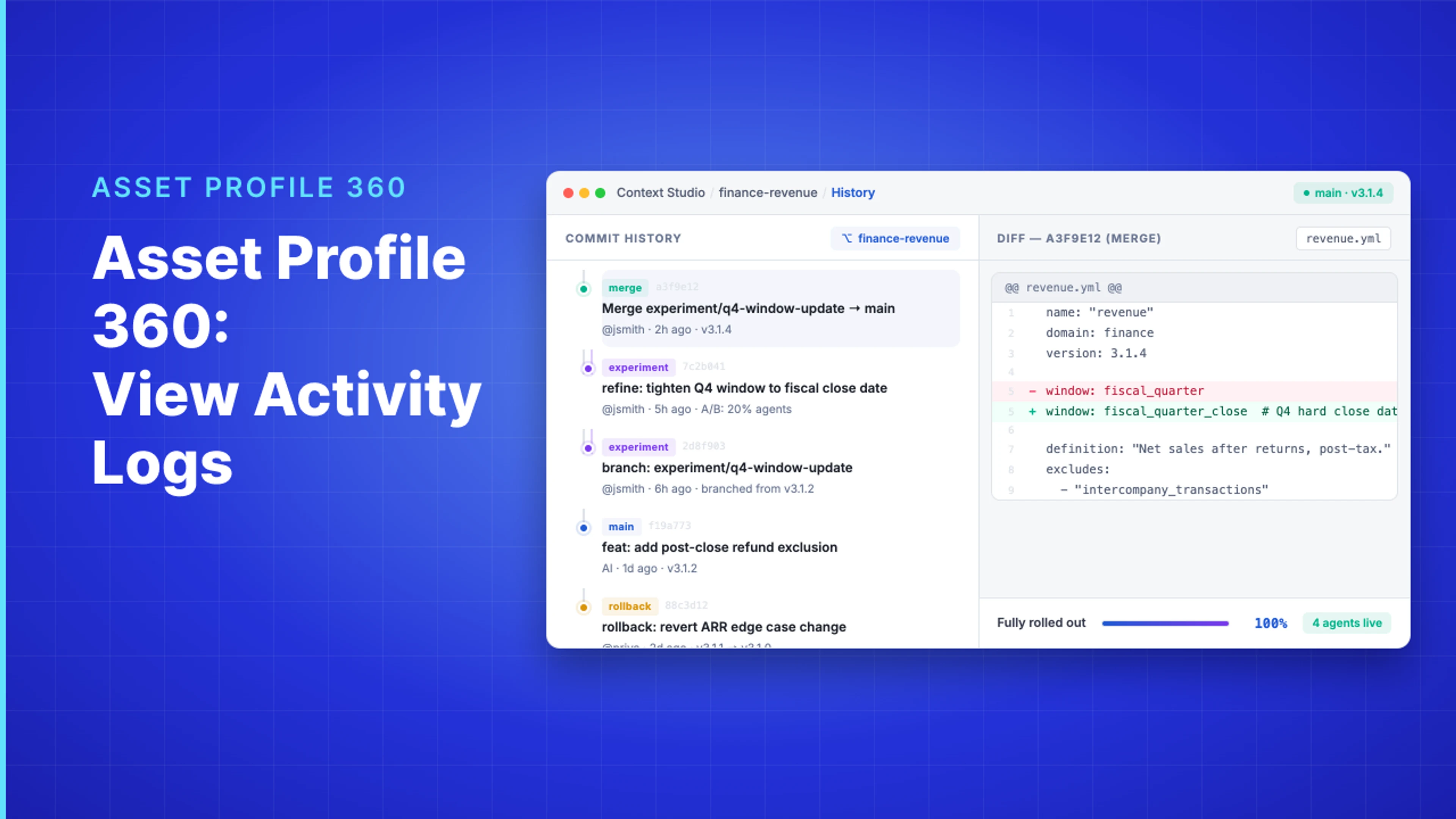 Demo Hub — Asset Profile 360: View Activity Logs