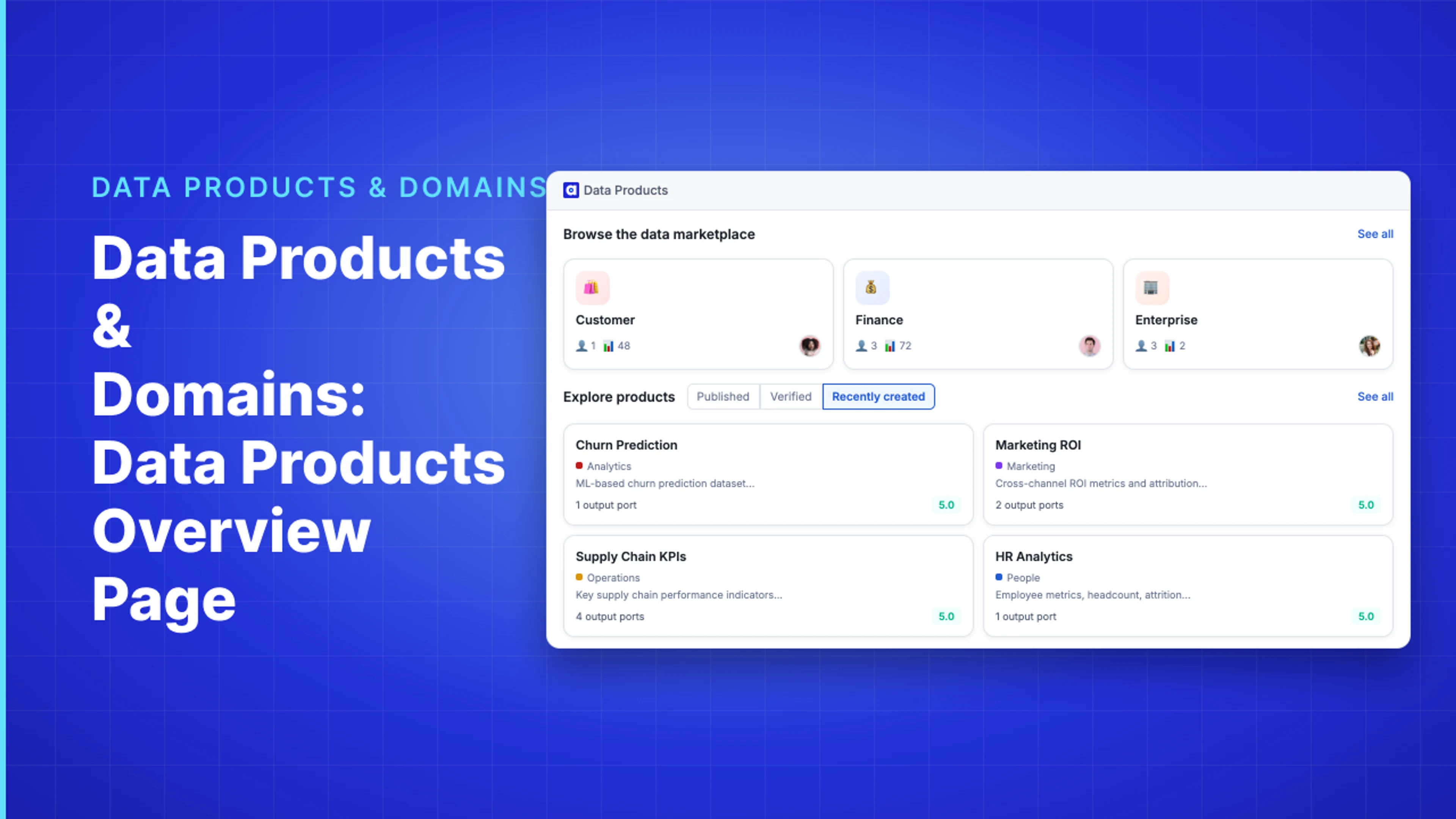 Demo Hub — Data Products & Domains: Data Products Overview Page