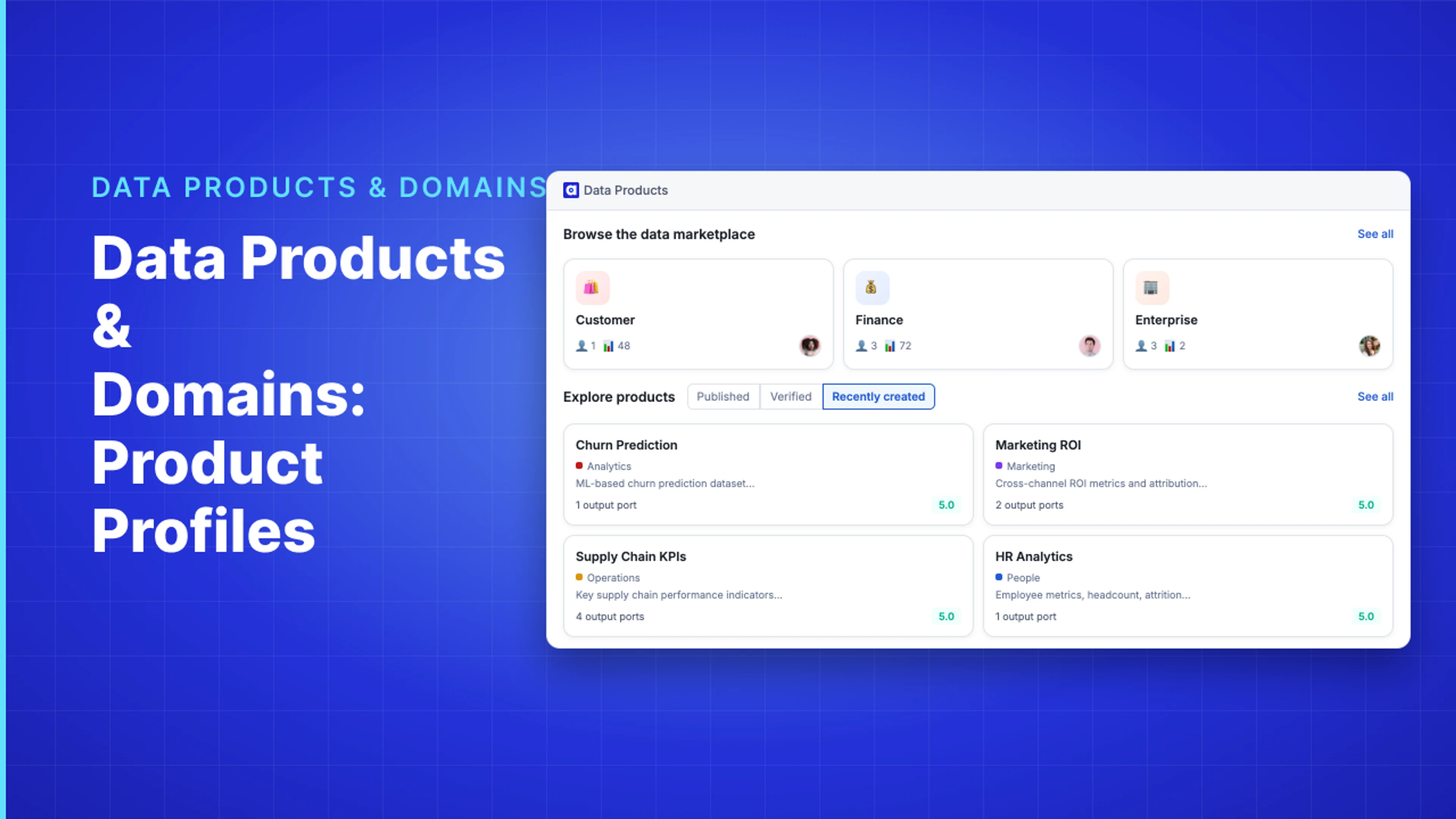 Demo Hub — Data Products & Domains: Product Profiles