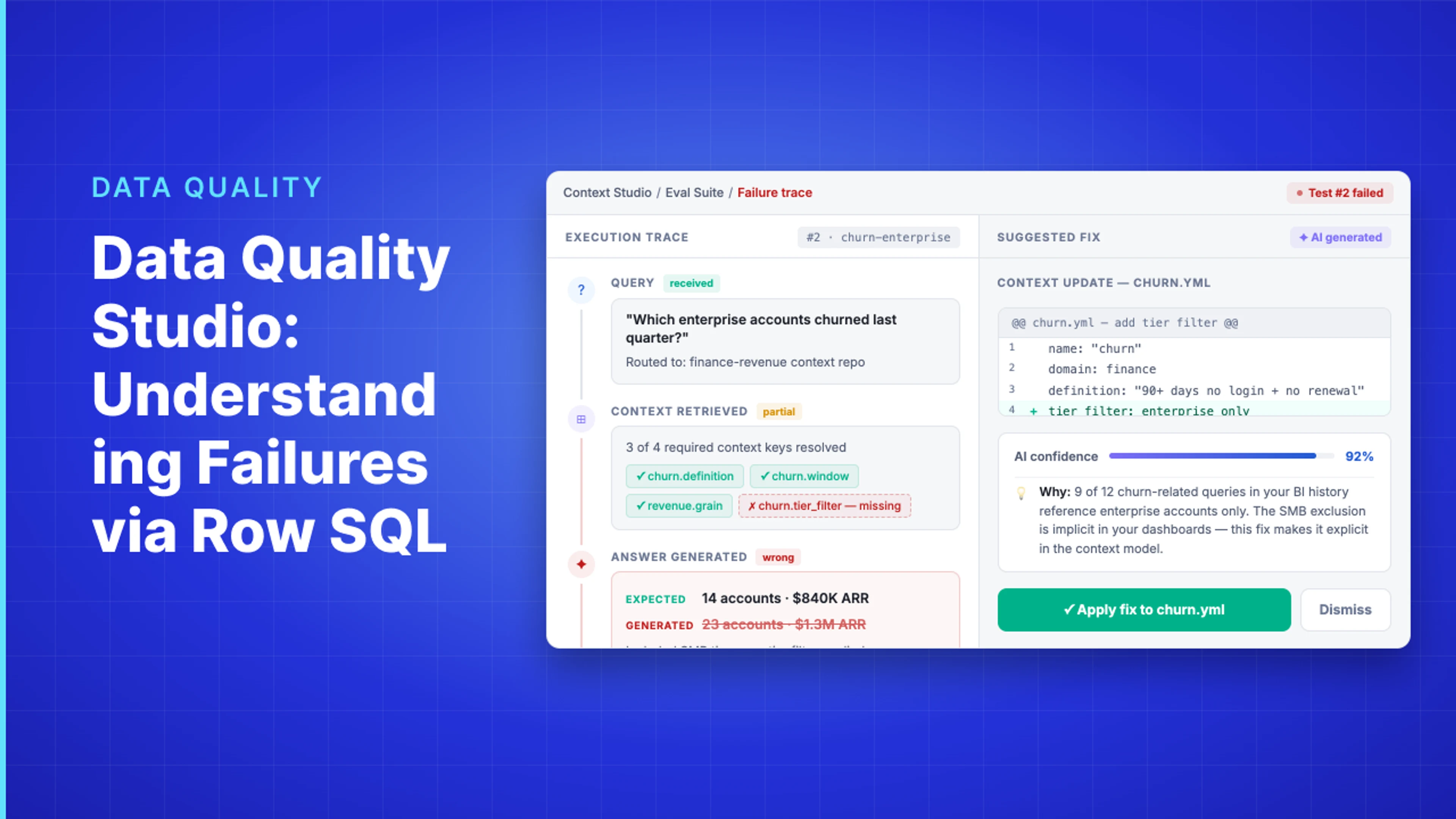 Demo Hub — Data Quality Studio: Understanding Failures via Row SQL