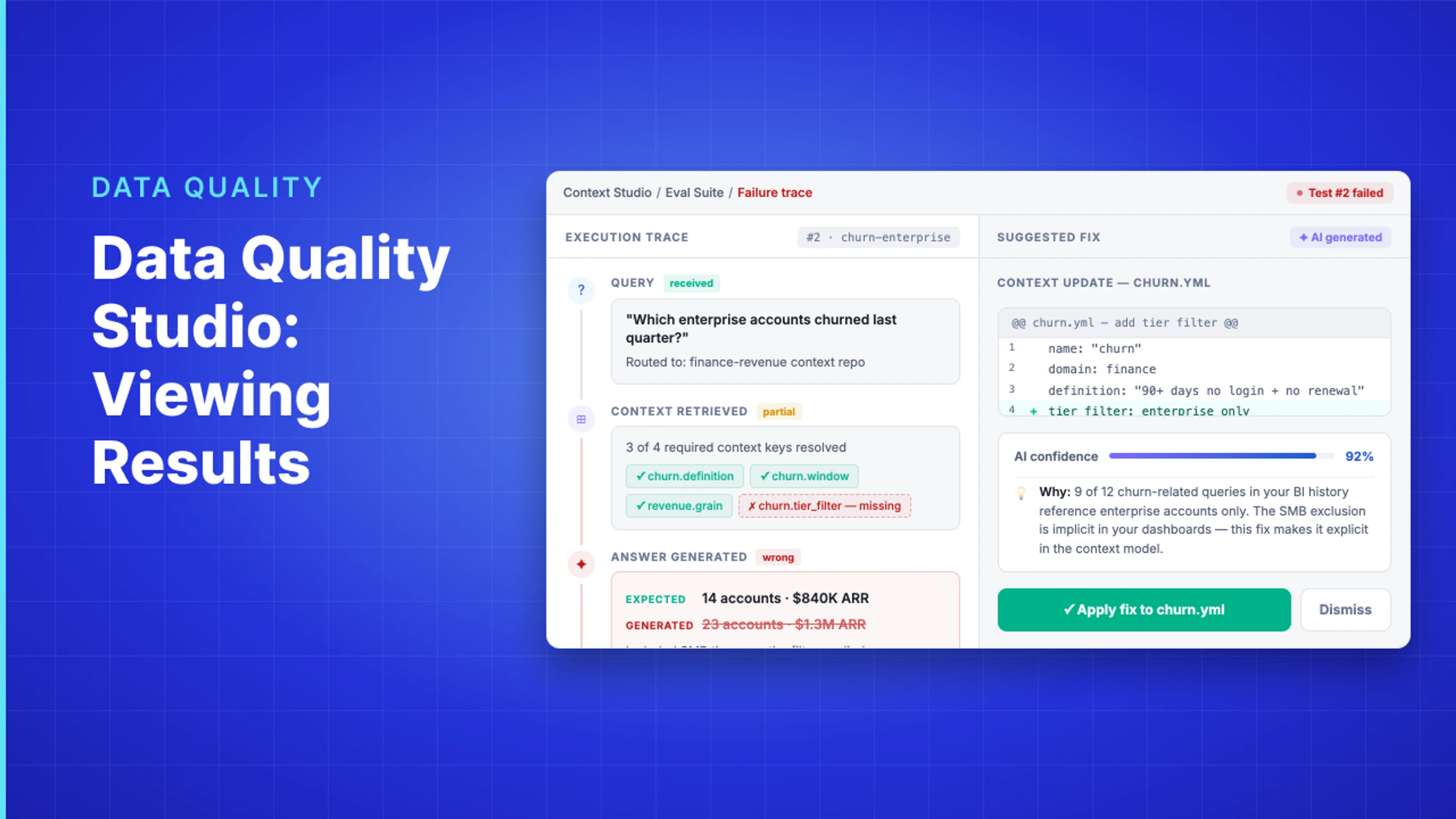Demo Hub — Data Quality Studio: Viewing Results