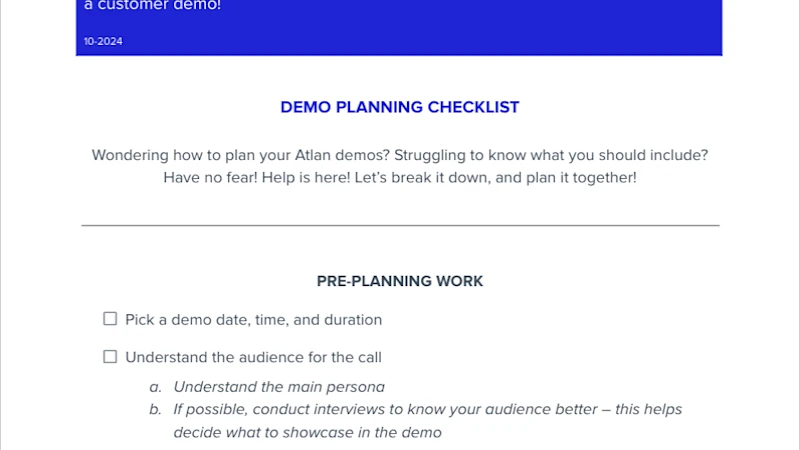 Demo Planning Checklist SG