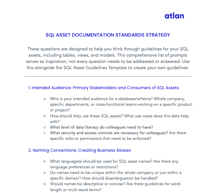 SQL asset standards guide sg