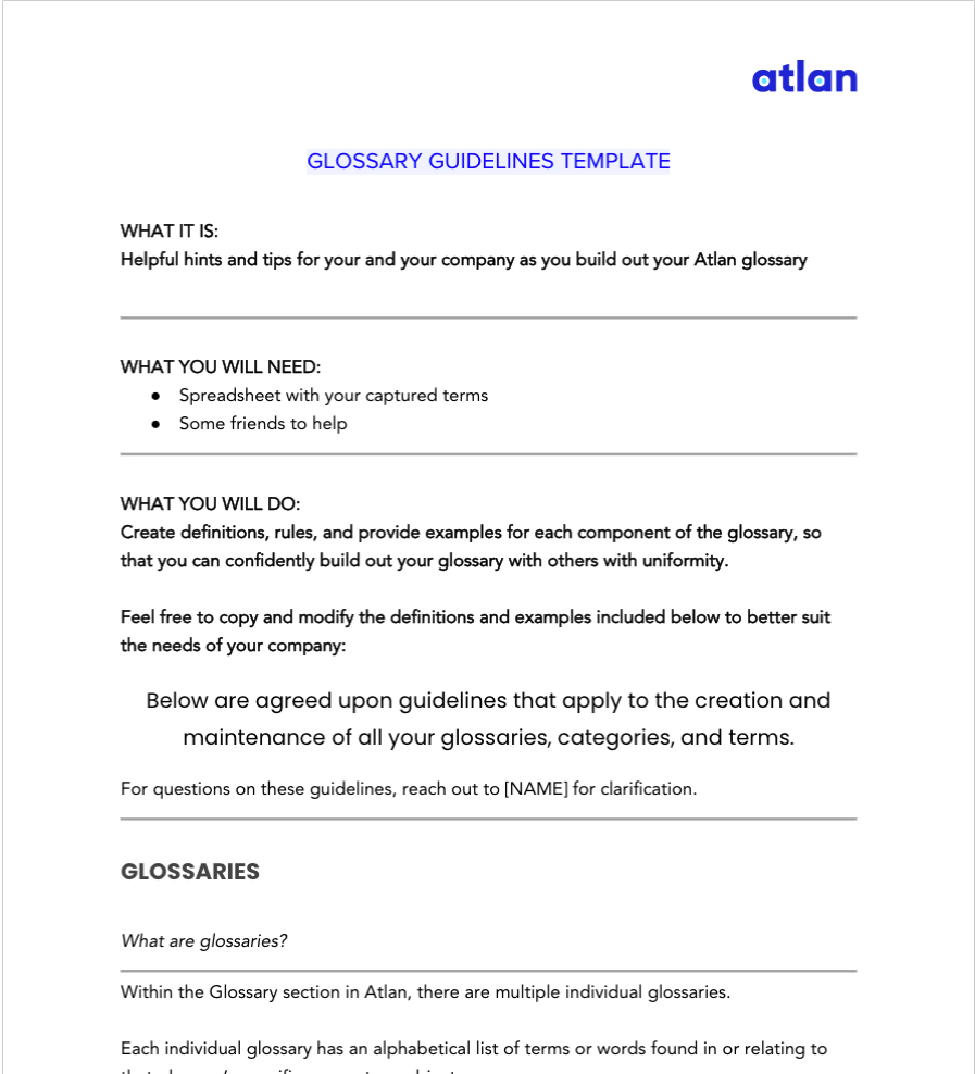 Glossary Guideline Template SG