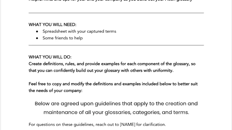 Glossary Guideline Template SG