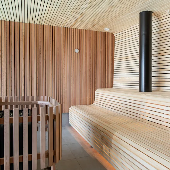 Bastu på spa The Wellbox i Linköping.