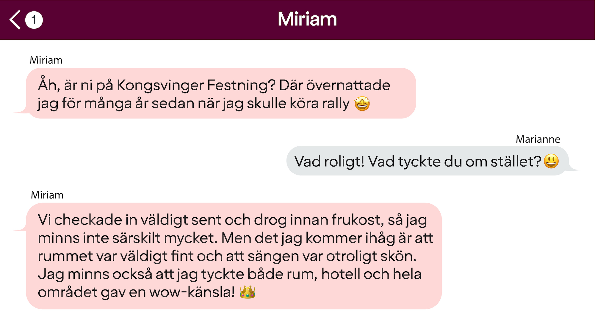 Text message (SE) - Kongsvinger Festning