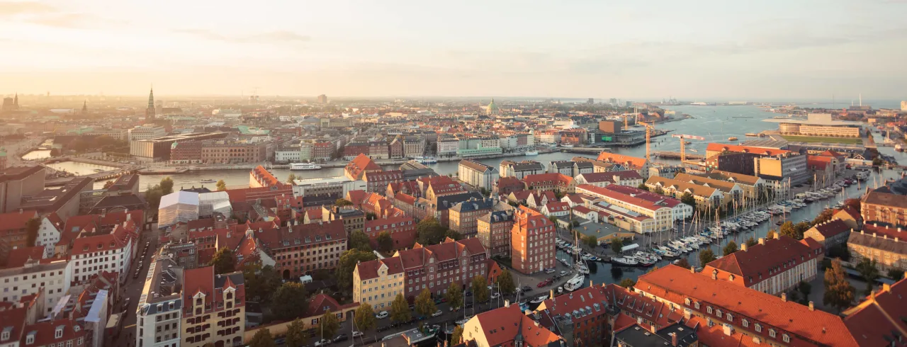 View over Copenhagen city from above.