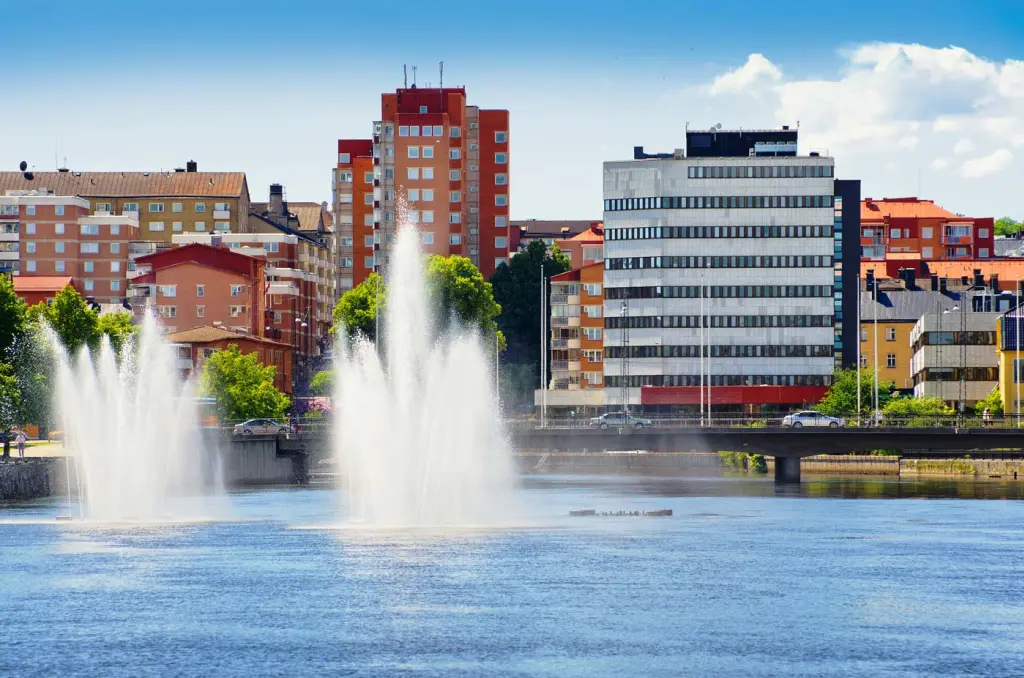 Norrköping city, sett från vattnet. 