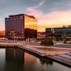Sunset outside of Clarion Hotel® The Pier in Gothenburg.