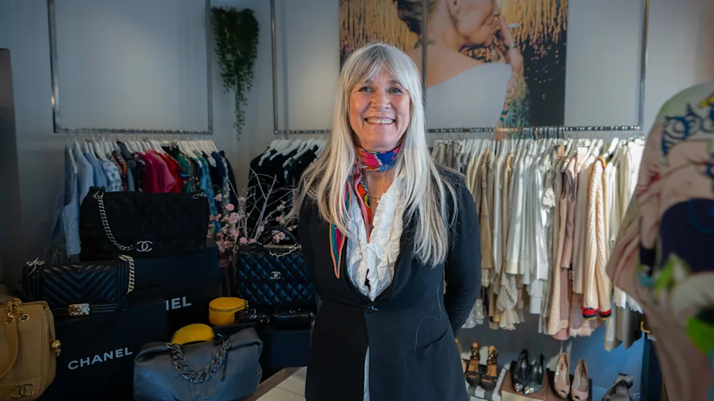 Woman at vintage store in Oslo.