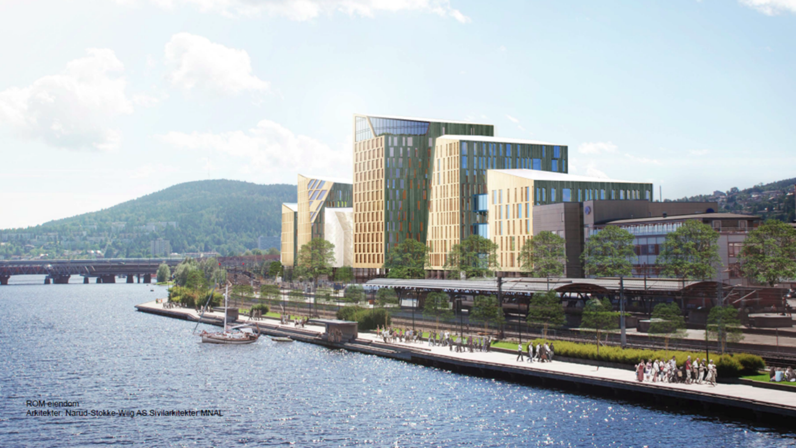 Drammen train station and Quality Hotel River Station