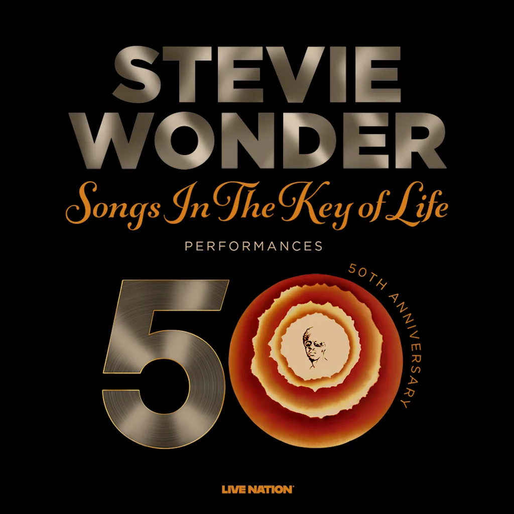 Stevie Wonder Songs In The Key of Life Performances 50 50th Anniversary concert poster on a black background