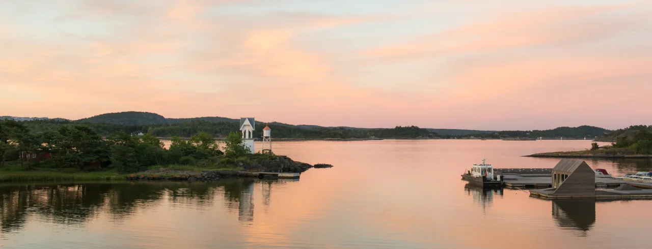 Solnedgång och havsutsikt från Quality Hotel Skjeargården i Langesund.