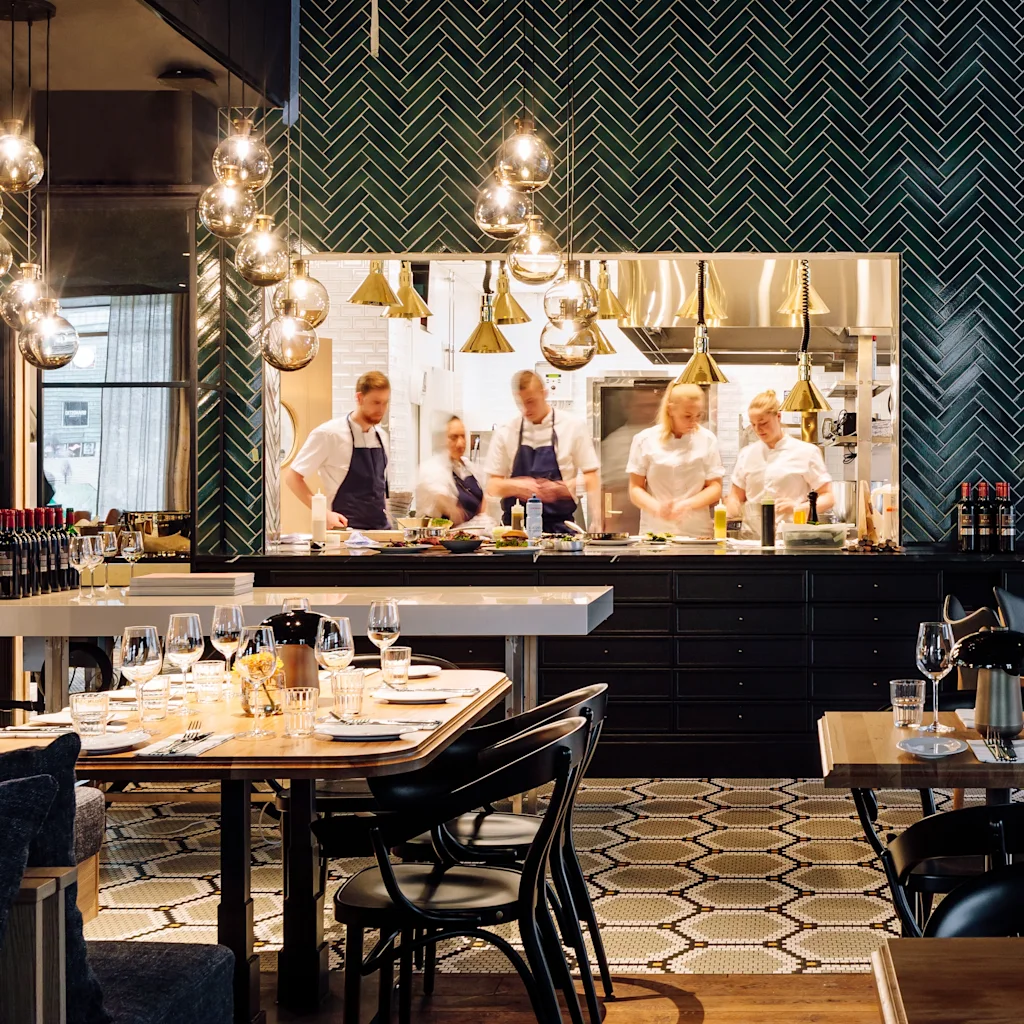 The kitchen at Atlas Brasserie & Café in Oslo.