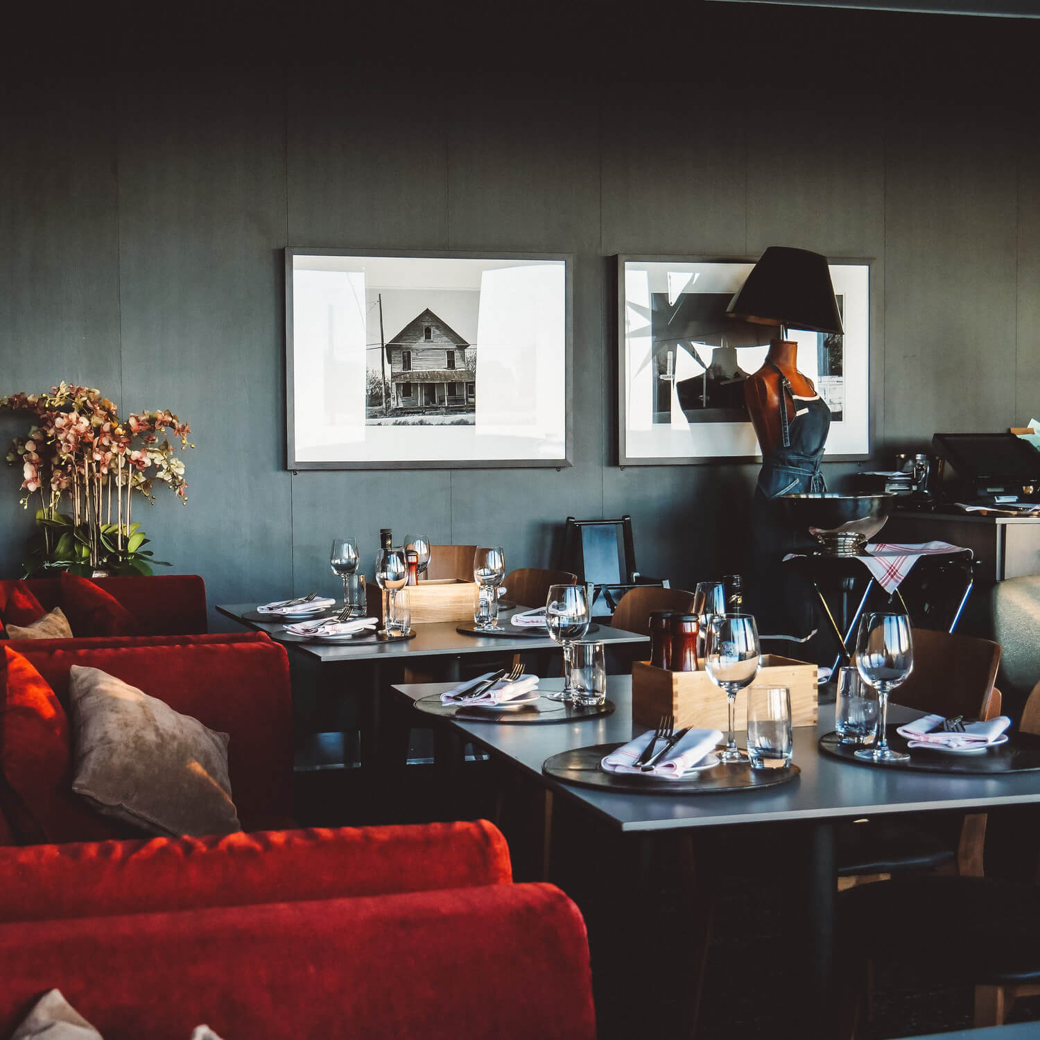 Table setting at restaurant The Social Bar & Bistro Arlanda.