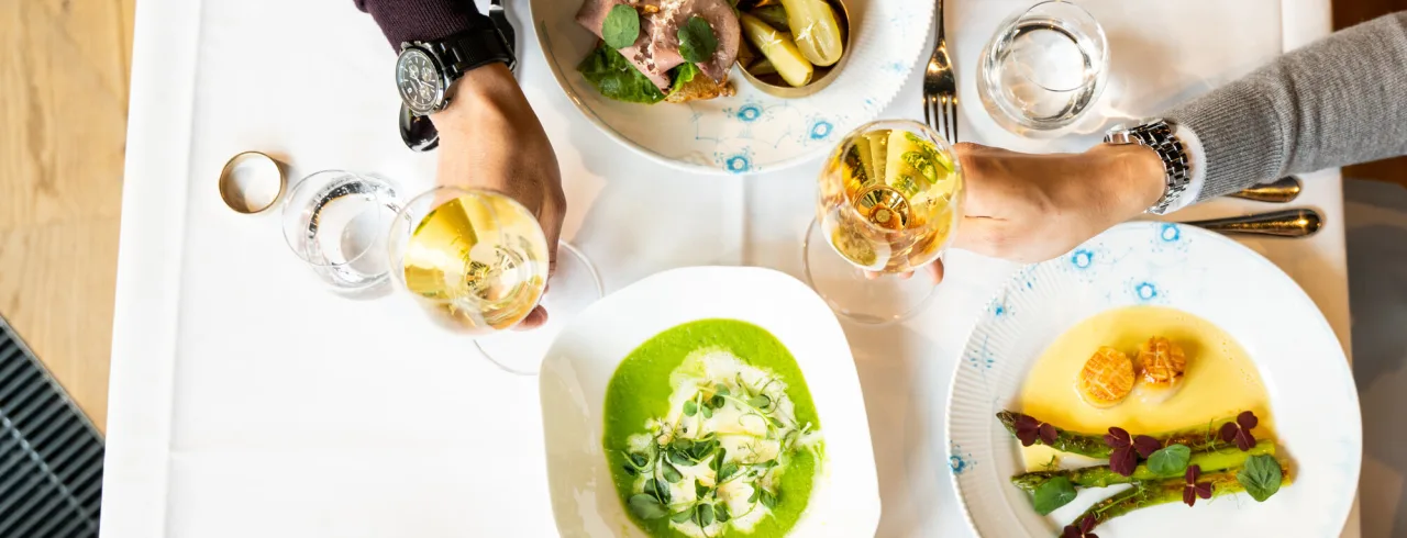 Colourful food on being served at The Thief Restaurant in Oslo.