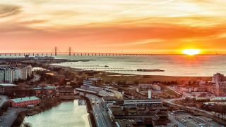 Sunset view at Clarion Hotel Malmö Live Rooftop bar