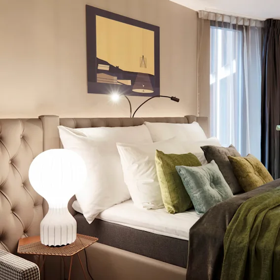 Bedroom details at Clarion Hotel® The Hub in Oslo.