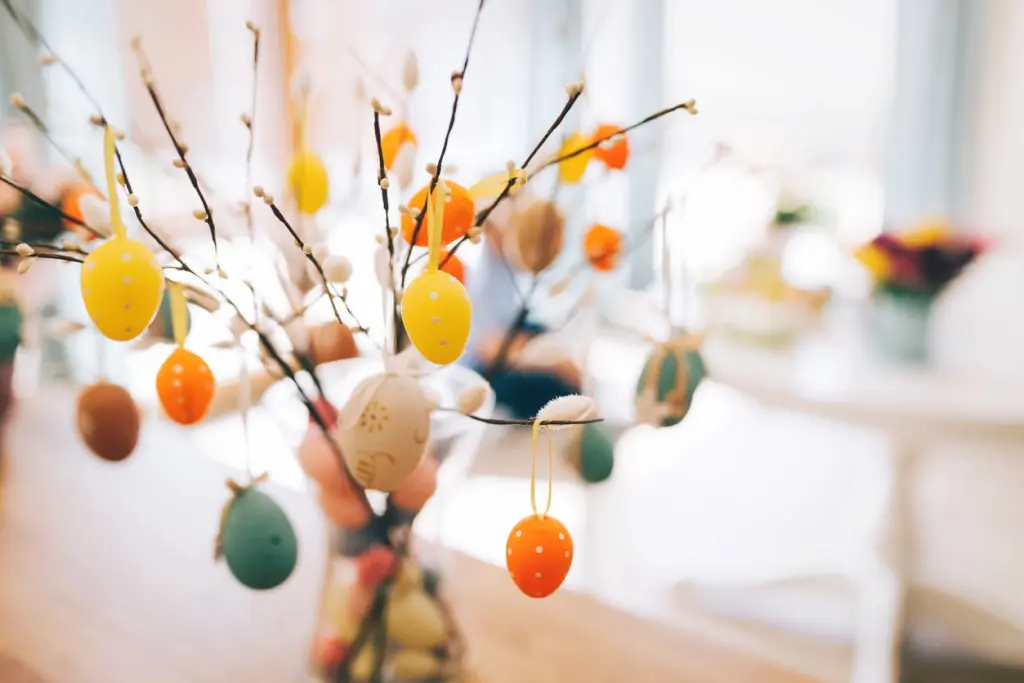 Homemade easter eggs in colors