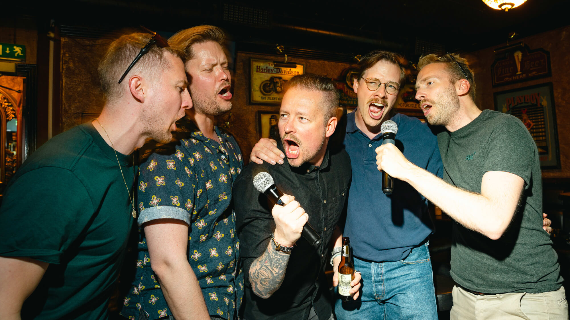 People singing karaoke