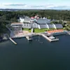 Luftfoto av Stenungsbaden i Stenungsund ved vannet.