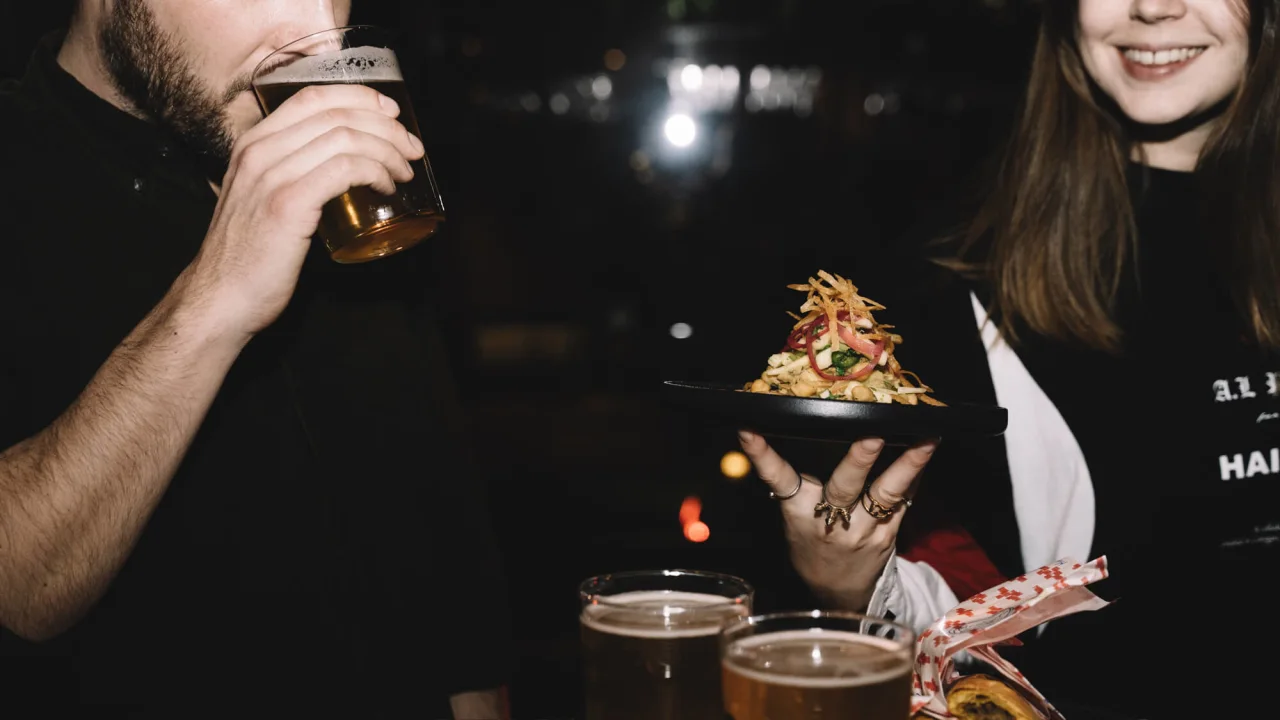 Food and beer at Hobo Bar in Stockholm.