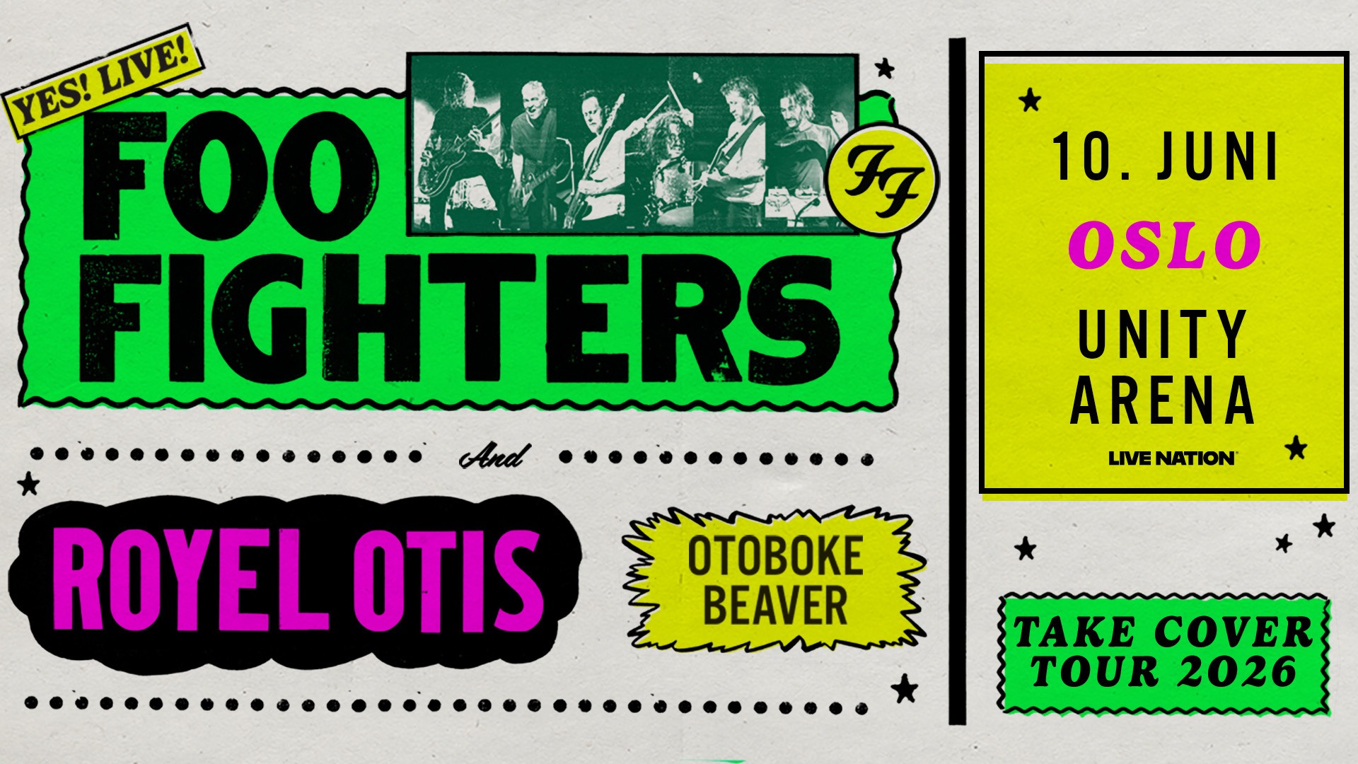 Forsalg til Foo Fighters på Unity Arena