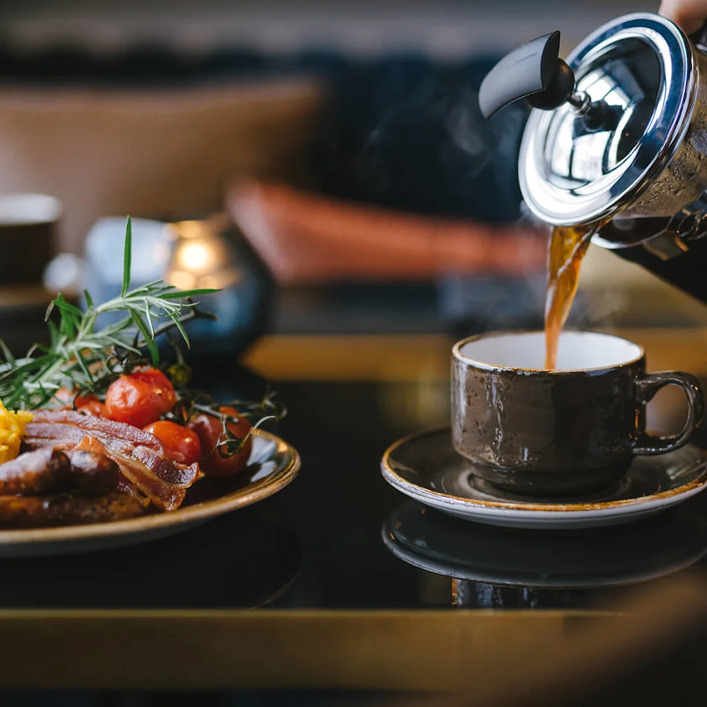 Coffee and breakfast at Hotel Christiania Teater in Oslo.