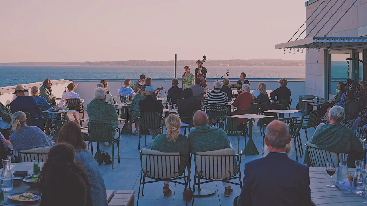 Music event at Rooftop Bar in Helsingborg with sea view. 