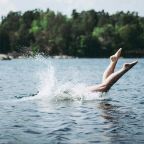 Diving into a Swedish lake in summer time