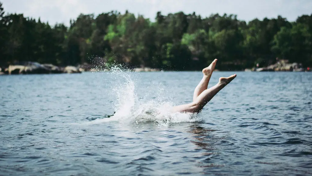 Diving into a Swedish lake in summer time