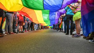 Pride parade flag istock