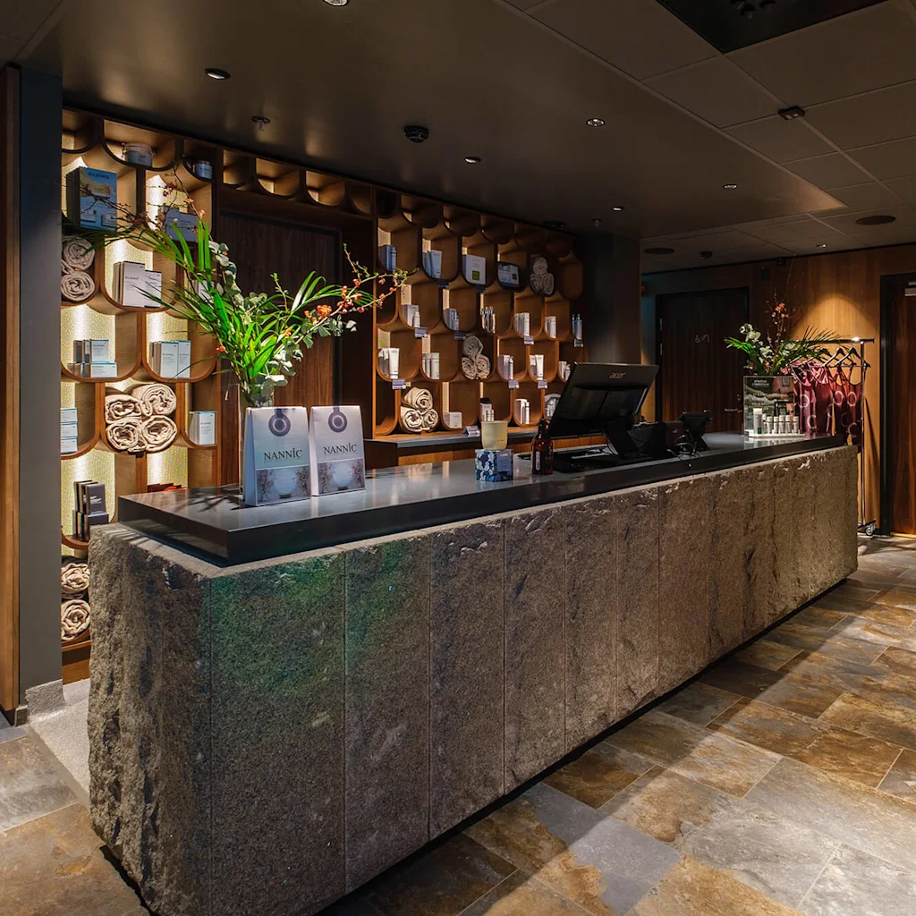 The spa reception at Obie Spa at Clarion Hotel Draken in Gothenburg, Sweden.