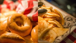 American pancakes and bagles during brunch at Joe Farelli, Gothenburg